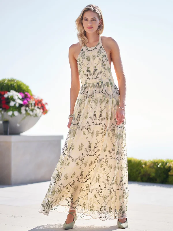 Acanella Embroidered Maxi Dress Fashionable Layered Maxi Dress