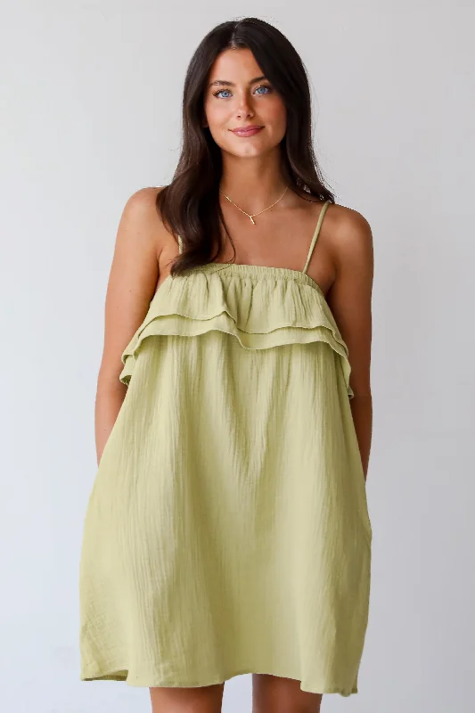 FINAL SALE - Adoring Sunshine Linen Mini Dress Cozy Satin Mini Dress