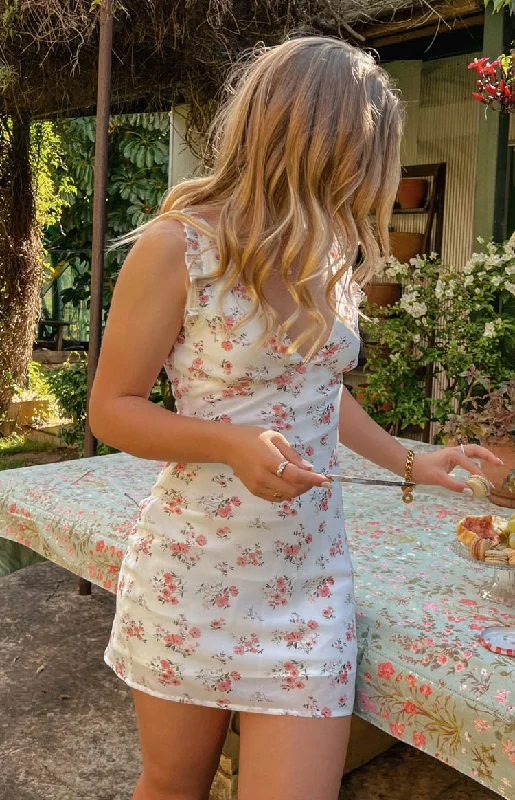 Albie White Floral Mini Dress Elegant Lace Mini Dress