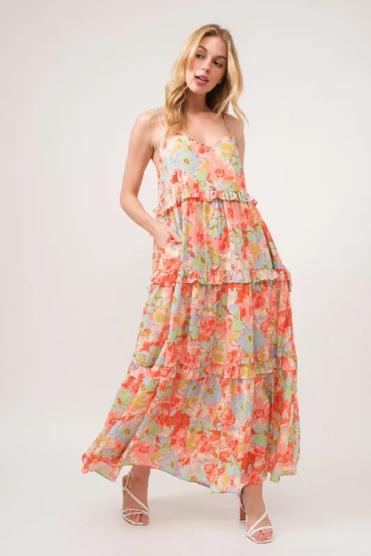Floral Ruffled Tiered Maxi Dress Elegant Floral Maxi Dress
