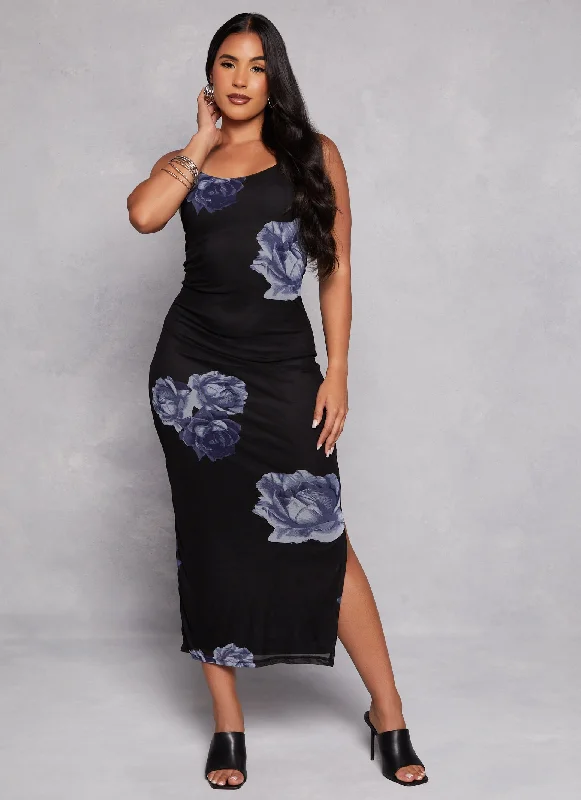 Floral Pattern Cami Maxi Dress Trendy Maxi Dress with Lace