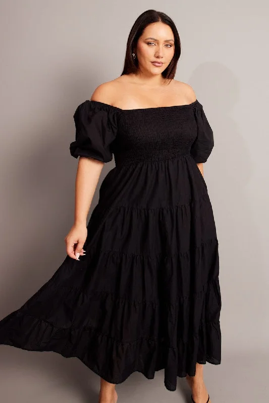 Black Maxi Dress Short Sleeve Tiered Tie Back Elegant Velvet Maxi Dress