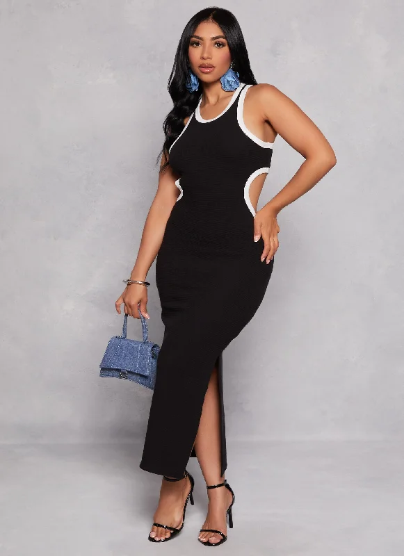 Cut Out Racerback Bodycon Maxi Dress Chic Summer Floral Maxi Dress