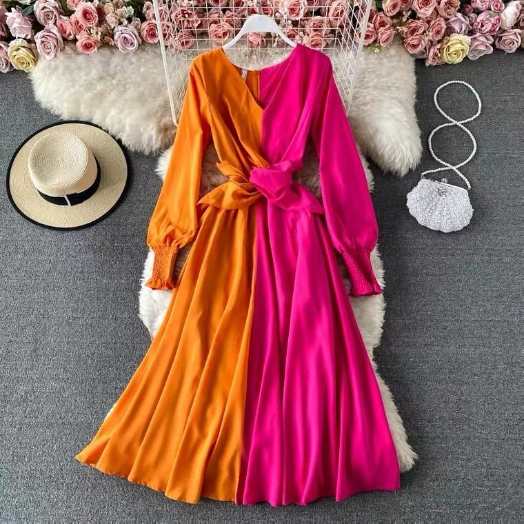 Colour Block Maxi Dress Stylish Longline Maxi Dress
