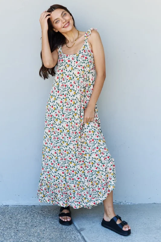 In The Garden Ruffle Floral Maxi Dress Chic Off-Shoulder Maxi Dress