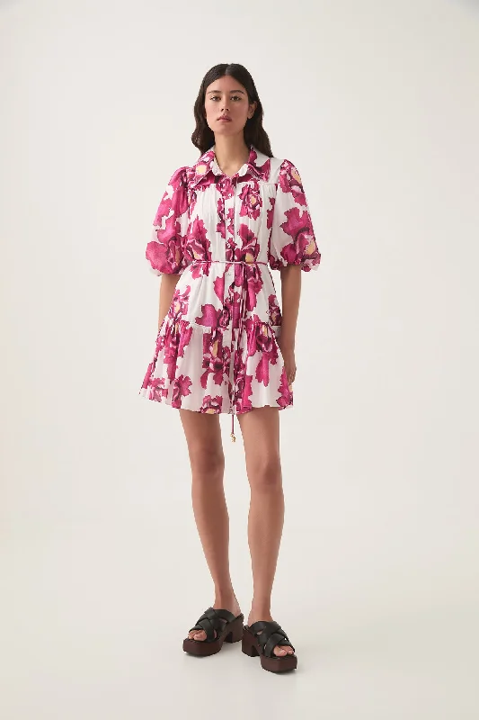 Eliza Smock Mini Dress Chic Tropical Mini Dress