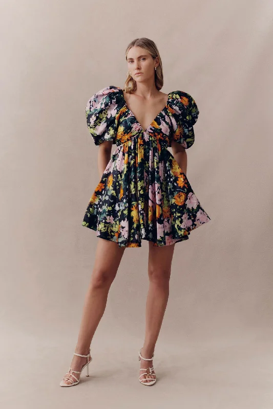 Gabrielle Plunge Mini Dress Trendy Tie-Dye Mini Dress