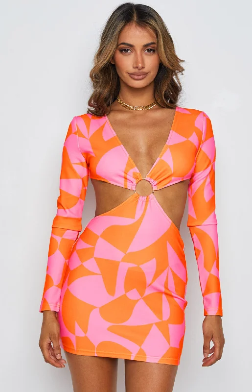 Heavenfaced Pink Mini Dress Fashionable Mini Dress with Pockets