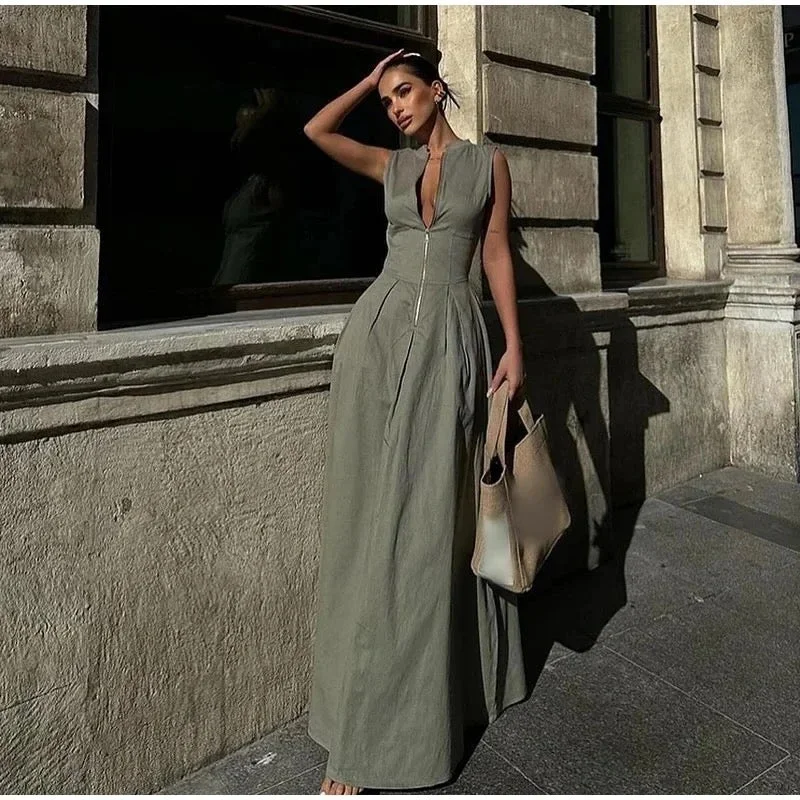 Jamie Holiday Statement Zipper Up Maxi Dress Chic Summer Maxi Dress