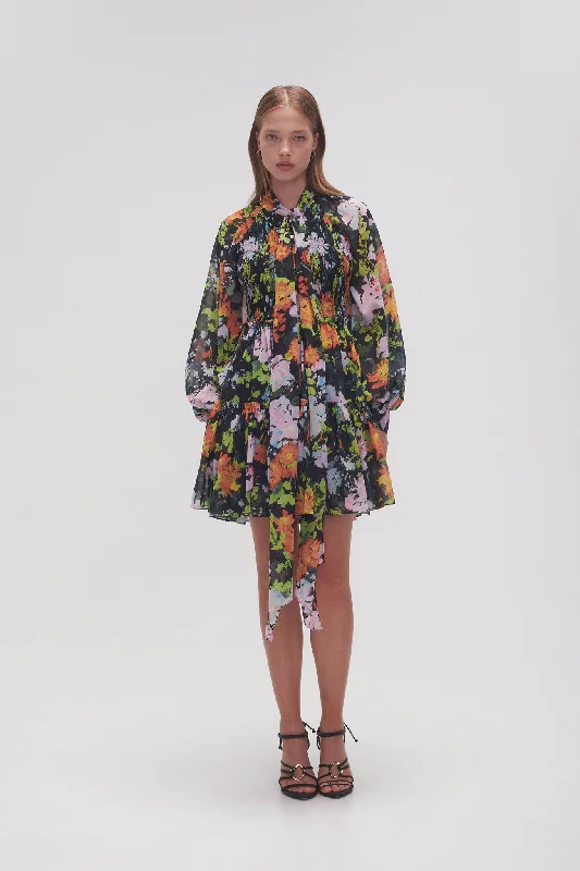 Marlowe Shirred Mini Dress Fashionable Button-Front Mini Dress