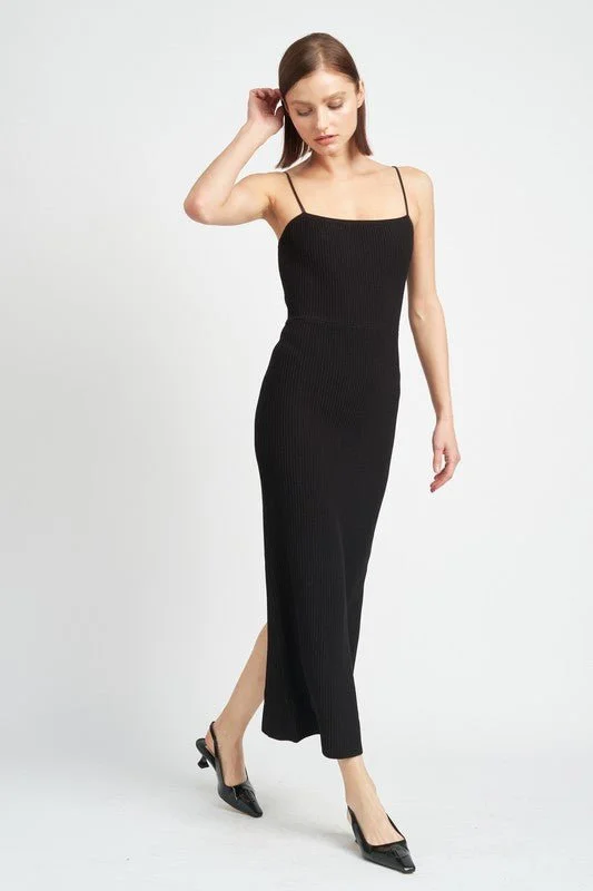 Ribbed Knit Maxi Dress Classic Solid Maxi Dress
