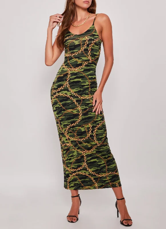 Camo Chain Print Cami Maxi Dress Classic Tulle Maxi Dress