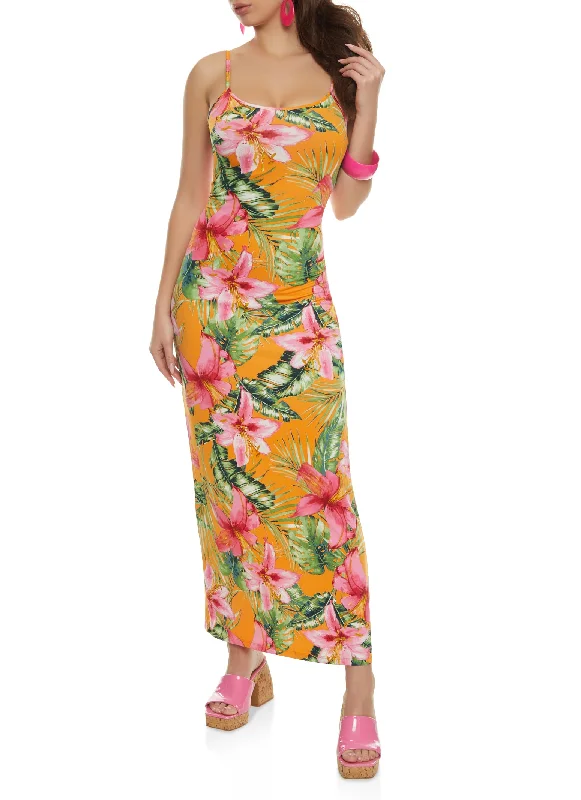 Haute Monde Floral Print Cami Maxi Dress Stylish Long Sleeve Maxi Dress
