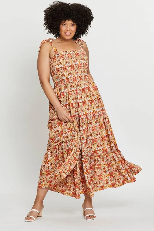 Paisley Pr Maxi Dress Square Neck Sleeveless Comfortable Pleated Maxi Dress