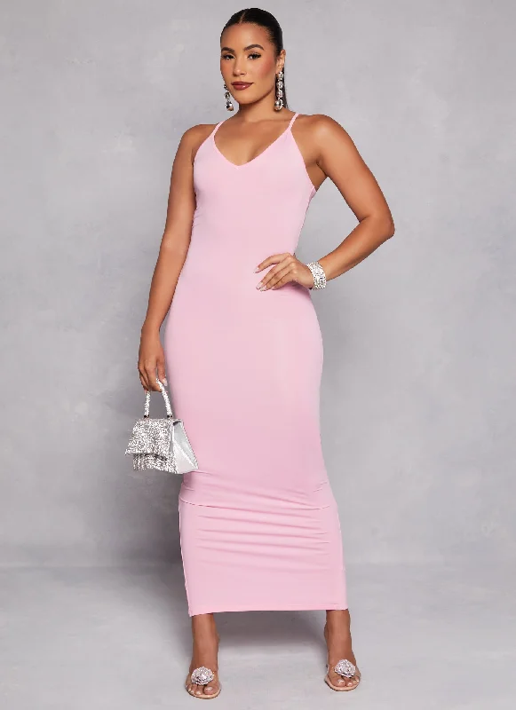 Daisy V Neck Bodycon Maxi Dress Comfortable Maxi Dress with Belt