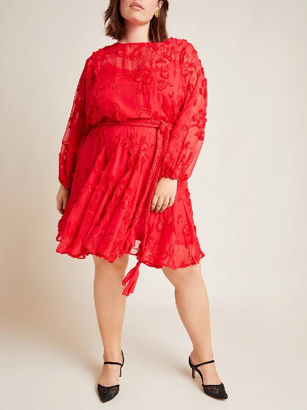 Plus Size Bell Amal Textured Mini Dress Stylish Summer Mini Dress