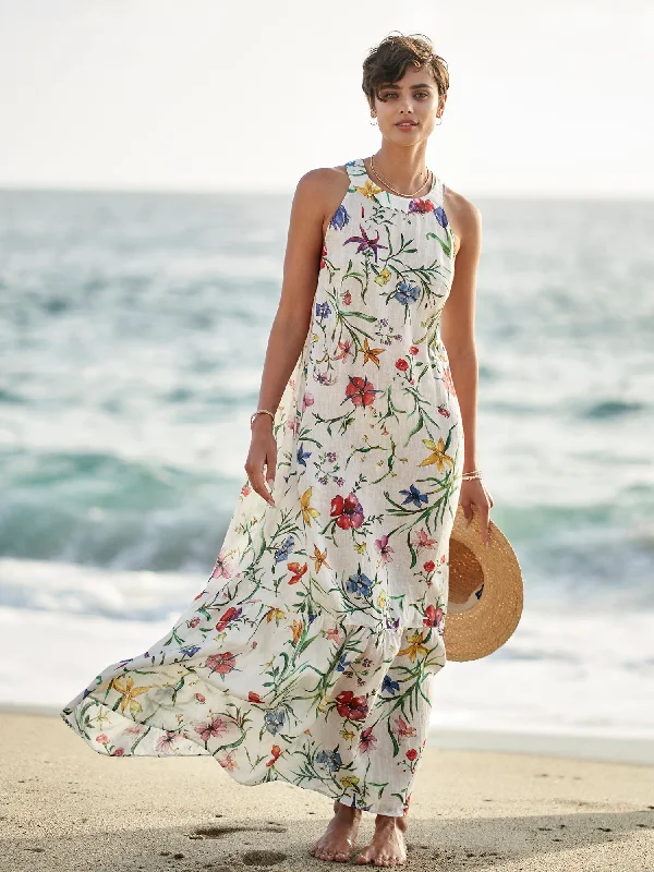 Provence Linen Maxi Dress Stylish Boho Maxi Dress