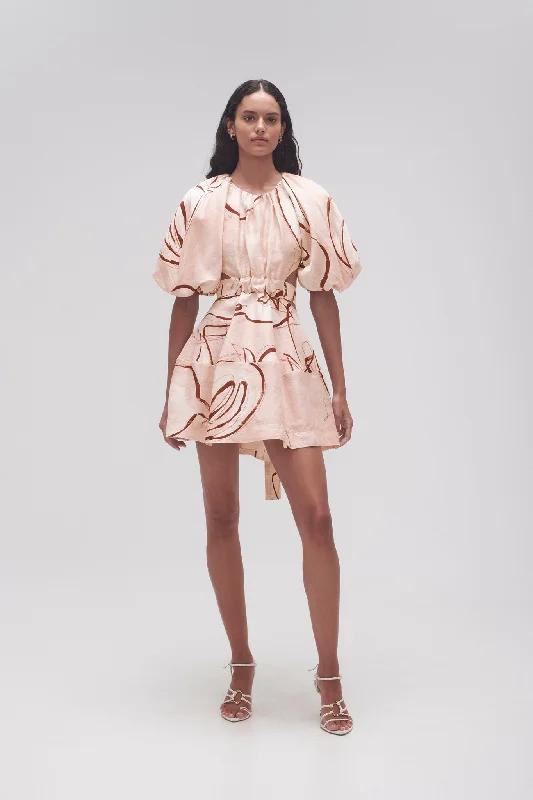 Psychedelia Cut Out Mini Dress Casual High-Waist Mini Dress