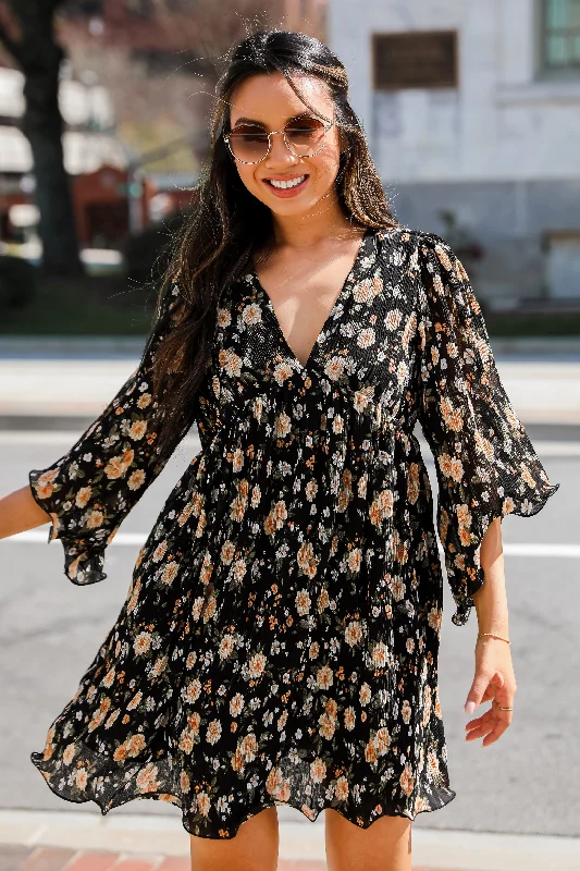 FINAL SALE - Ready To Blossom Black Floral Babydoll Mini Dress Stylish Ruffle Mini Dress FINAL SALE - Ready To Blossom Black Floral Babydoll Mini Dress Stylish Ruffle Mini Dress
