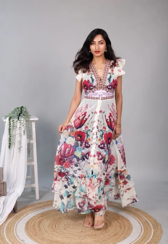 Rena Vintage Statement Maxi Dress Chic Sleeveless Maxi Dress