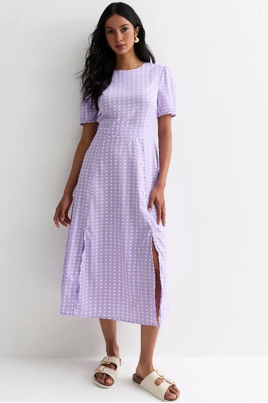 Short Sleeve Maxi Dress in Polka Dots Chic Summer Floral Maxi Dress