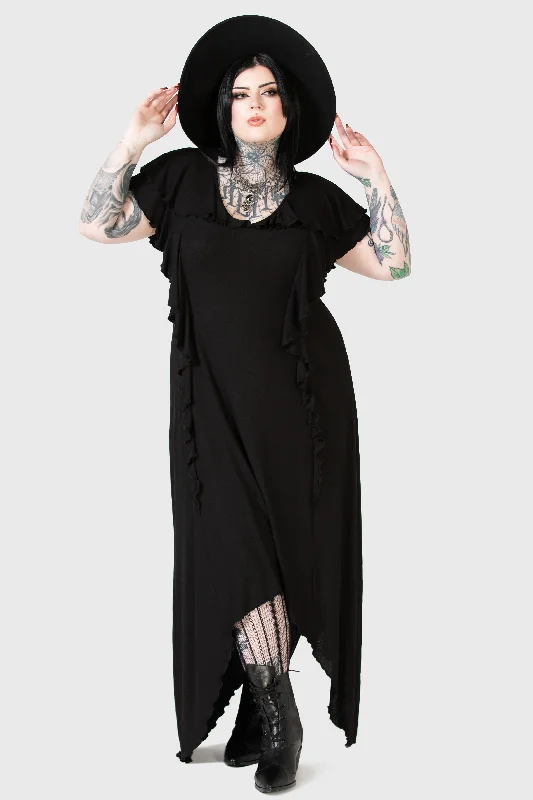 Spectral Galaxy Maxi Dress [PLUS] Cozy Ruffle Sleeve Maxi Dress