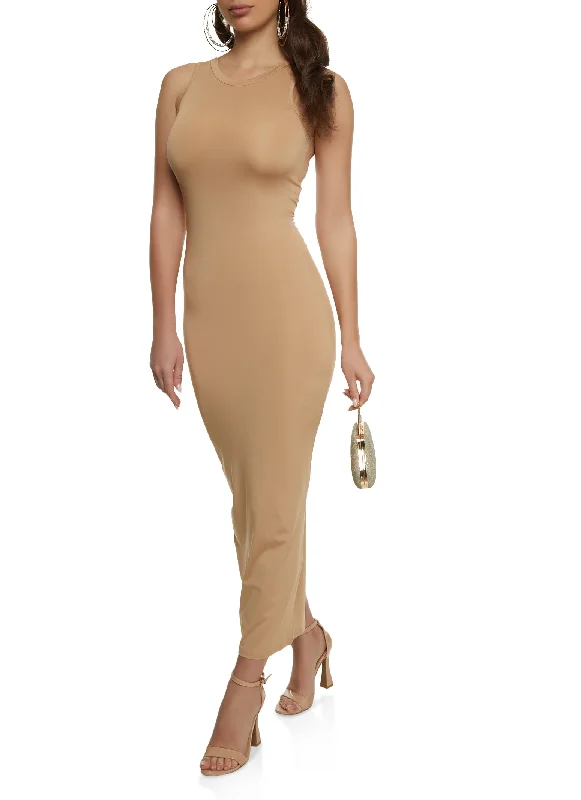 Bodycon Tank Maxi Dress Elegant Sleeveless Maxi Dress