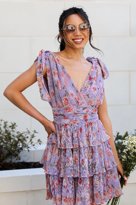 FINAL SALE - Truest Romance Purple Plisse Floral Tiered Mini Dress Chic Sleeveless Mini Dress FINAL SALE - Truest Romance Purple Plisse Floral Tiered Mini Dress Chic Sleeveless Mini Dress