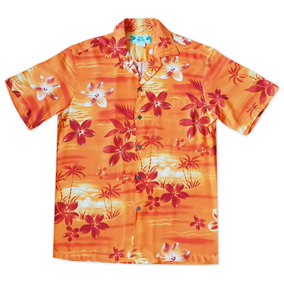 Aurora Orange Hawaiian Rayon Shirt Cozy Knit Short Sleeve Top