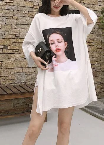 Beautiful side open cotton box top Fabrics white shirts summer Relaxed Cotton Short Shirt Beautiful side open cotton box top Fabrics white shirts summer Relaxed Cotton Short Shirt