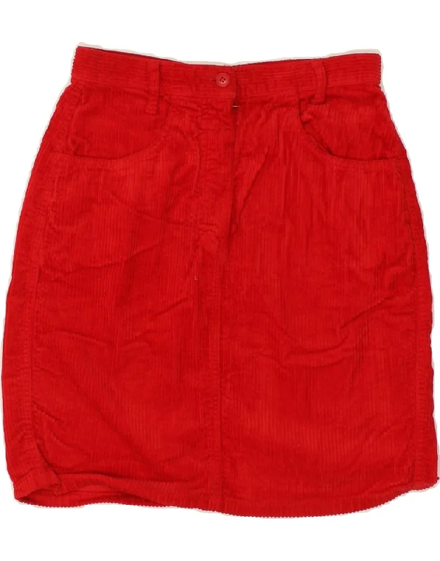 BENETTON Womens Corduroy Skirt W26 Small Red Cotton linen skirt natural