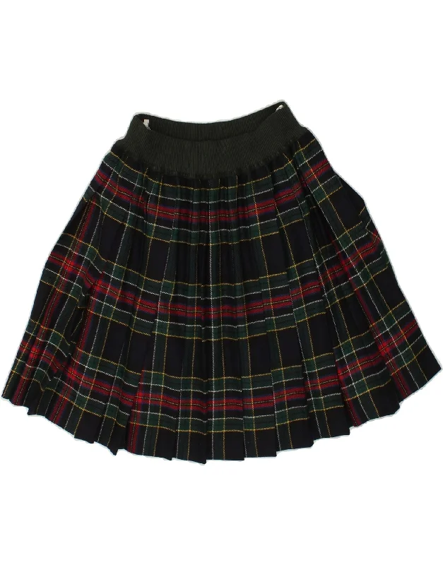 BETTY BARCLAY Womens Pleated Skirt UK 16 Large W32 Navy Blue Plaid Wool floral skirt print BETTY BARCLAY Womens Pleated Skirt UK 16 Large W32 Navy Blue Plaid Wool floral skirt print