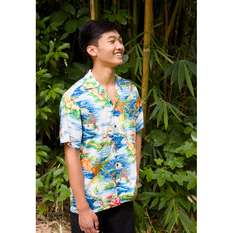 Ocean Life Dark Blue Hawaiian Rayon Shirt Comfortable Summer Short Shirt