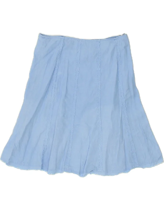 BODEN Womens A-Line Skirt UK 12 Medium W30  Blue Linen flowy skirt hem