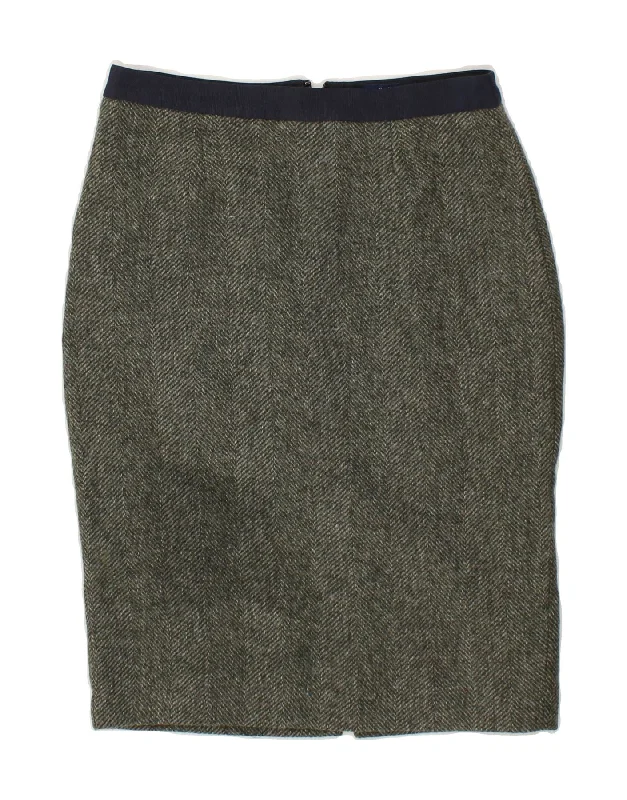 BODEN Womens Pencil Skirt UK 8 Small W28  Grey Herringbone Wool velvet skirt plush