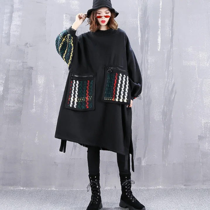 boutique black coat plus size O neck patchwork maxi t shirts women pockets side open tops Trendy Button-Front Short Sleeve boutique black coat plus size O neck patchwork maxi t shirts women pockets side open tops Trendy Button-Front Short Sleeve