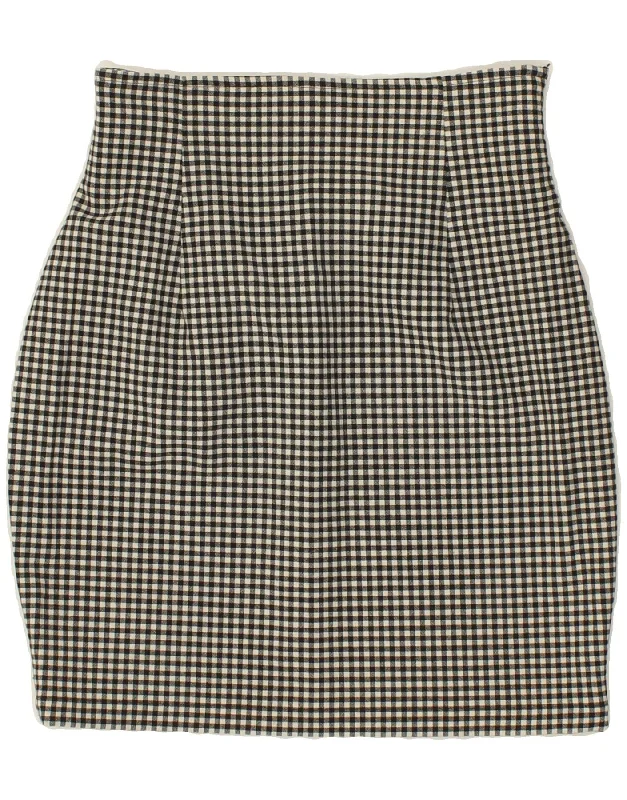 CACHAREL Womens High Waist Pencil Skirt Medium W25 Grey Gingham Polyester linen skirt relaxed CACHAREL Womens High Waist Pencil Skirt Medium W25 Grey Gingham Polyester linen skirt relaxed