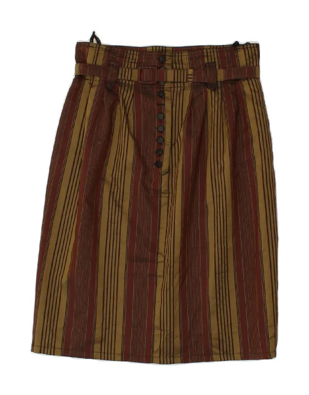 CARTOON Womens A-Line Skirt UK 12 Medium W30 Khaki Striped Polyamide chiffon skirt floaty CARTOON Womens A-Line Skirt UK 12 Medium W30 Khaki Striped Polyamide chiffon skirt floaty