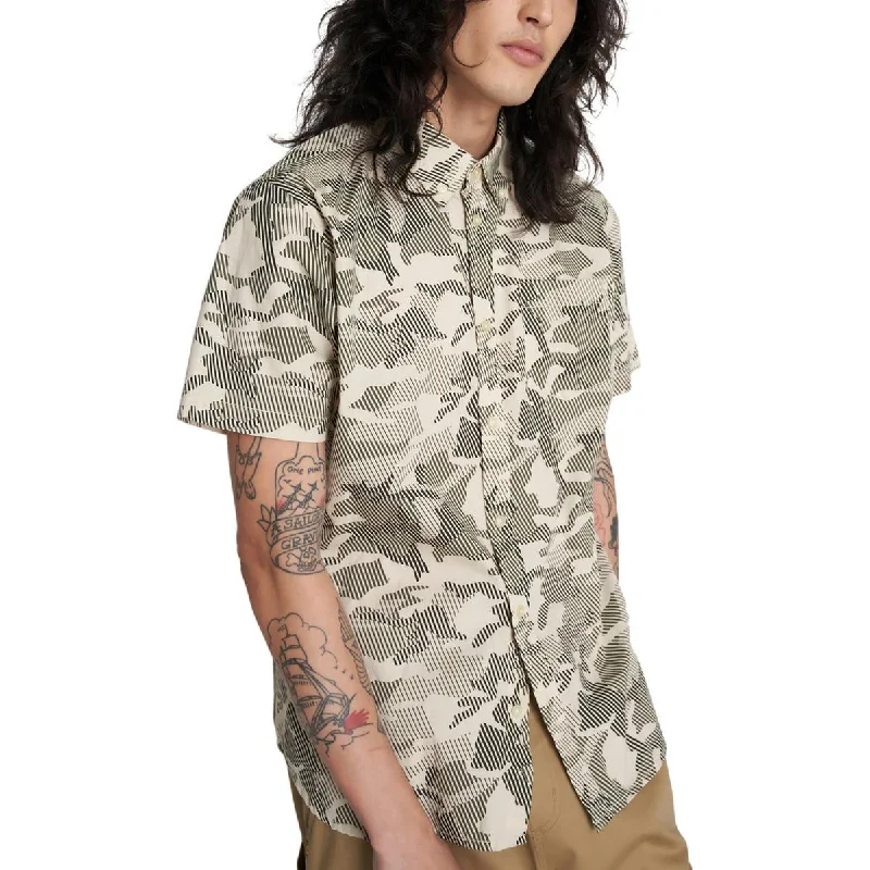 Caterpillar Mens Cotton Collared Button-Down Shirt Comfortable Stretch Short Shirt