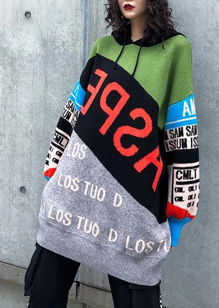 Cute winter patchwork prints knitwear plus size hooded knitted t shirt Cozy Striped Short Sleeve Cute winter patchwork prints knitwear plus size hooded knitted t shirt Cozy Striped Short Sleeve