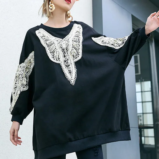 DIY black cotton Tunic Fine Inspiration o neck embroidery Plus Size Clothing shirt Elegant Lace-Trimmed Short Shirt DIY black cotton Tunic Fine Inspiration o neck embroidery Plus Size Clothing shirt Elegant Lace-Trimmed Short Shirt