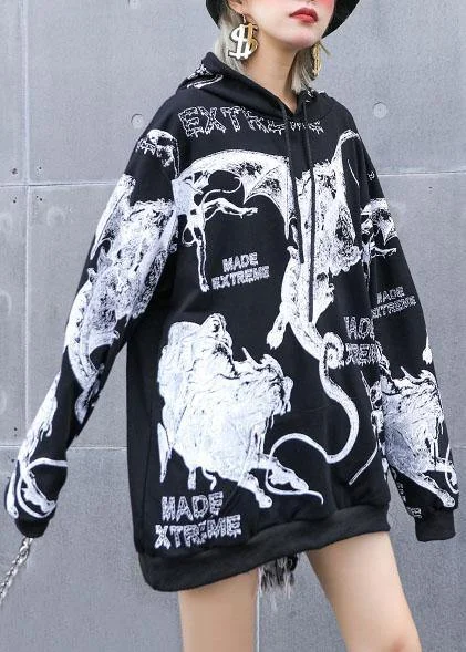 DIY black prints cotton clothes hooded loose fall T shirts Trendy Short Sleeve Tunic DIY black prints cotton clothes hooded loose fall T shirts Trendy Short Sleeve Tunic