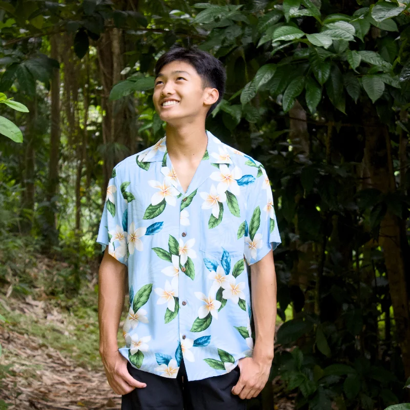 Escape Blue Hawaiian Rayon Shirt Comfortable Pocket Short Shirt