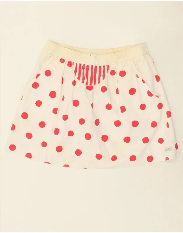 ETIREL Womens Mini Skirt IT 42 Medium W29  White Polka Dot Cotton modal blend skirt
