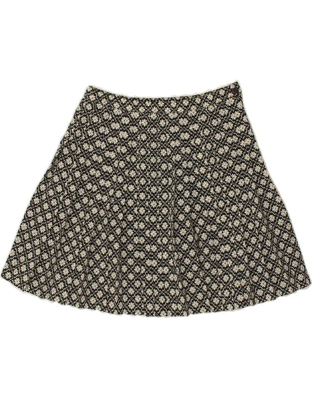 EXPRESS Womens Mini Skirt US 11/12 Large W28 Navy Blue Floral Polyester wool skirt warm