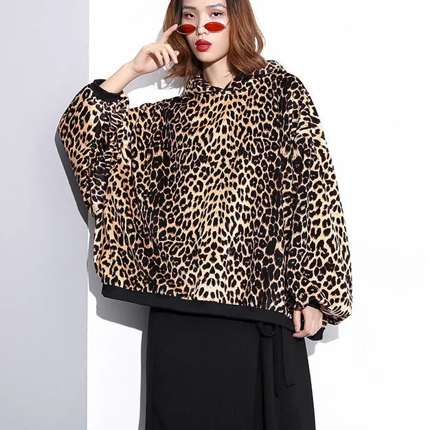 fashion Leopard t shirt Loose fitting hooded clothing tops fine Batwing Sleeve tops Comfortable Loose Short Sleeve fashion Leopard t shirt Loose fitting hooded clothing tops fine Batwing Sleeve tops Comfortable Loose Short Sleeve