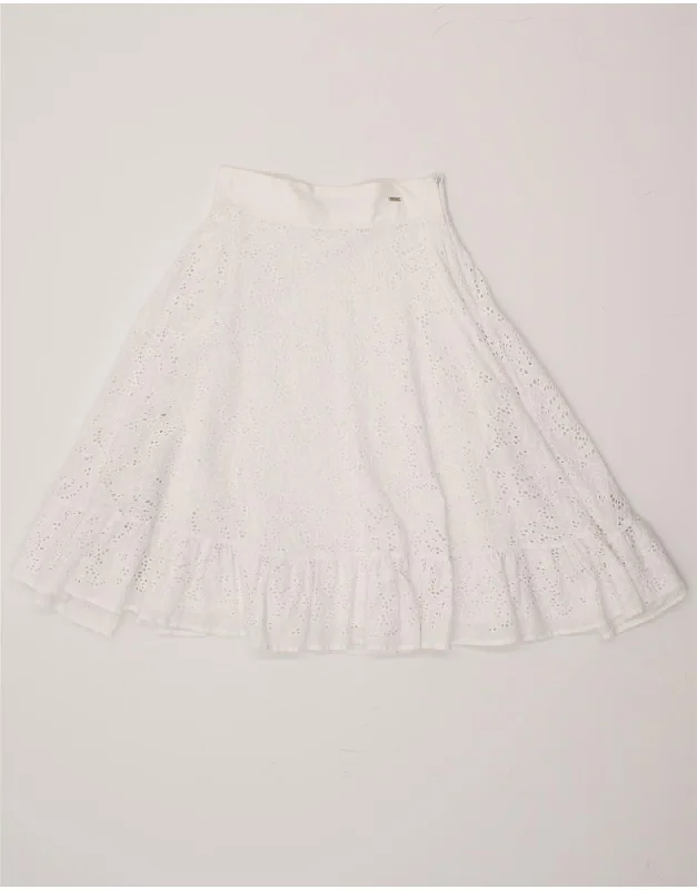 FRACOMINA Womens A-Line Skirt IT 38 XS W24 White Cotton chiffon skirt delicate