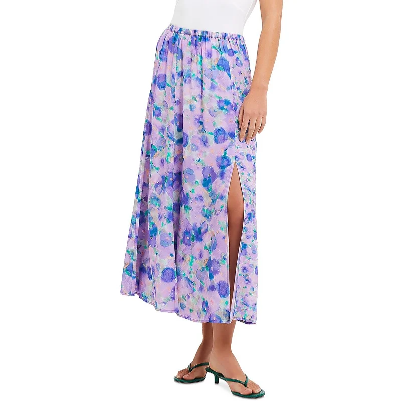 French Connection Womens Midi Floral Print Midi Skirt high waist skirt