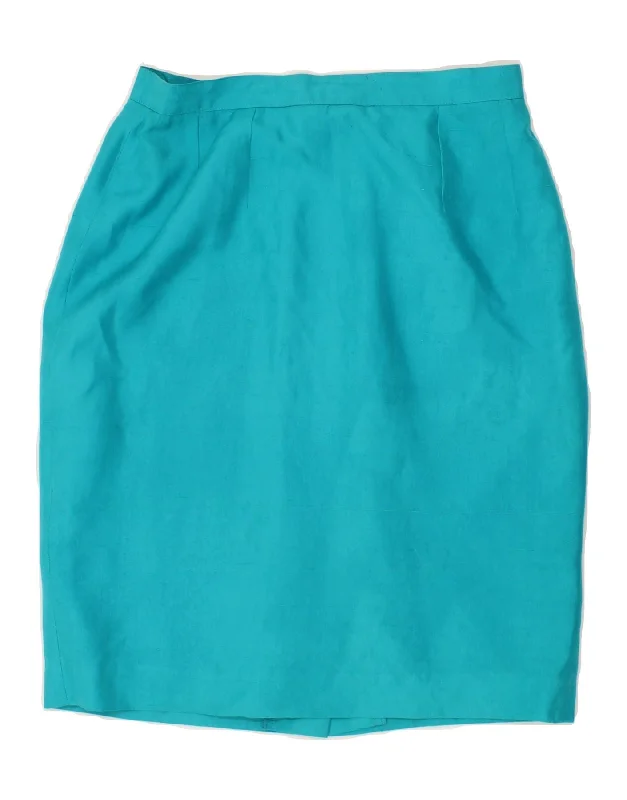 GUY LAROCHE Womens Pencil Skirt UK 12 Medium W28  Blue Silk wool skirt sturdy