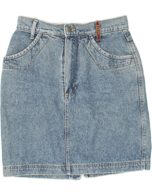 H.I.S Womens Denim Skirt EU 38 Medium W28 Blue Cotton lace skirt intricate